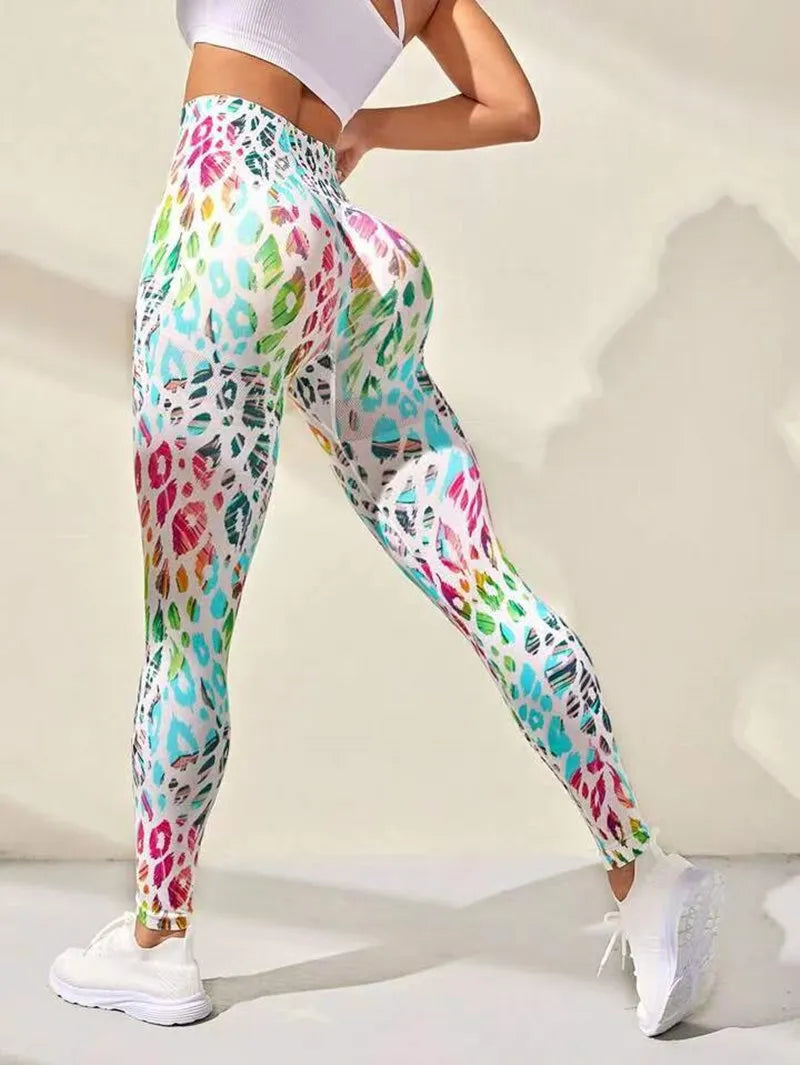 3D-Print Tie Dye Sportleggings für Frauen