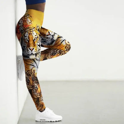 High Waist 3D Tiger Yoga Leggins